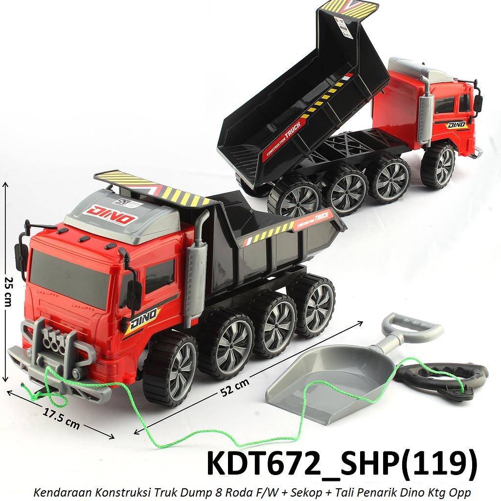 Truk Trailer Dump 52 cm F/W + Sekop dan Tali Penarik Dino Ktg Opp @12