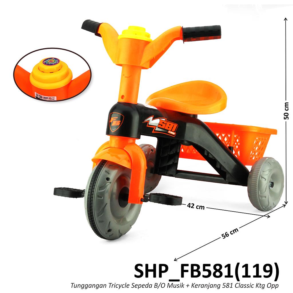Tunggangan Sepeda Roda 3 Keranjang B/O Musik 581 Classic Ktg Opp @6