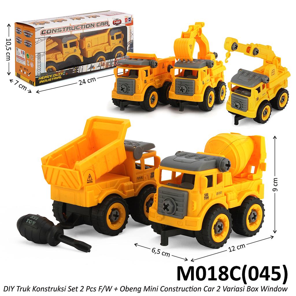 Truk Konstruksi 12 cm 2 Pcs F/W + DIY Obeng Mini Construction Car Box Window @100