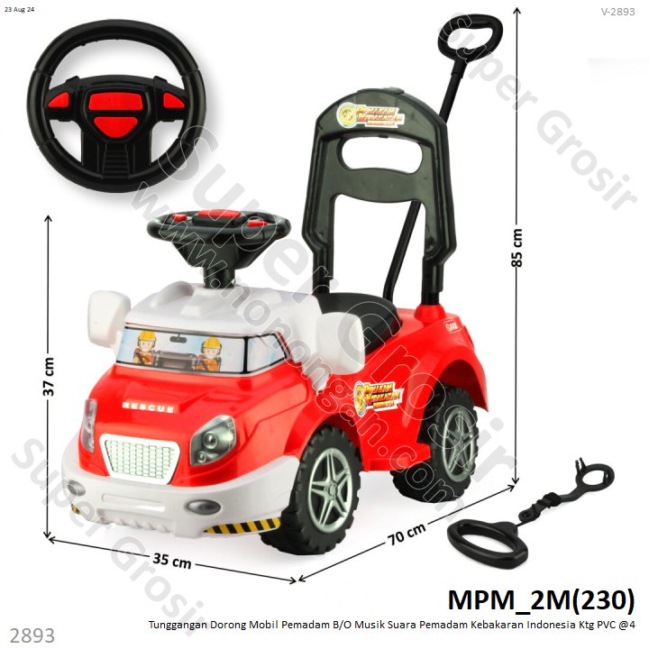 Tunggangan Mobil Damkar Dorong Sandaran dan Tali Penarik B/O Musik Suara Pemadam Kebakaran Indonesia Ktg PVC @4