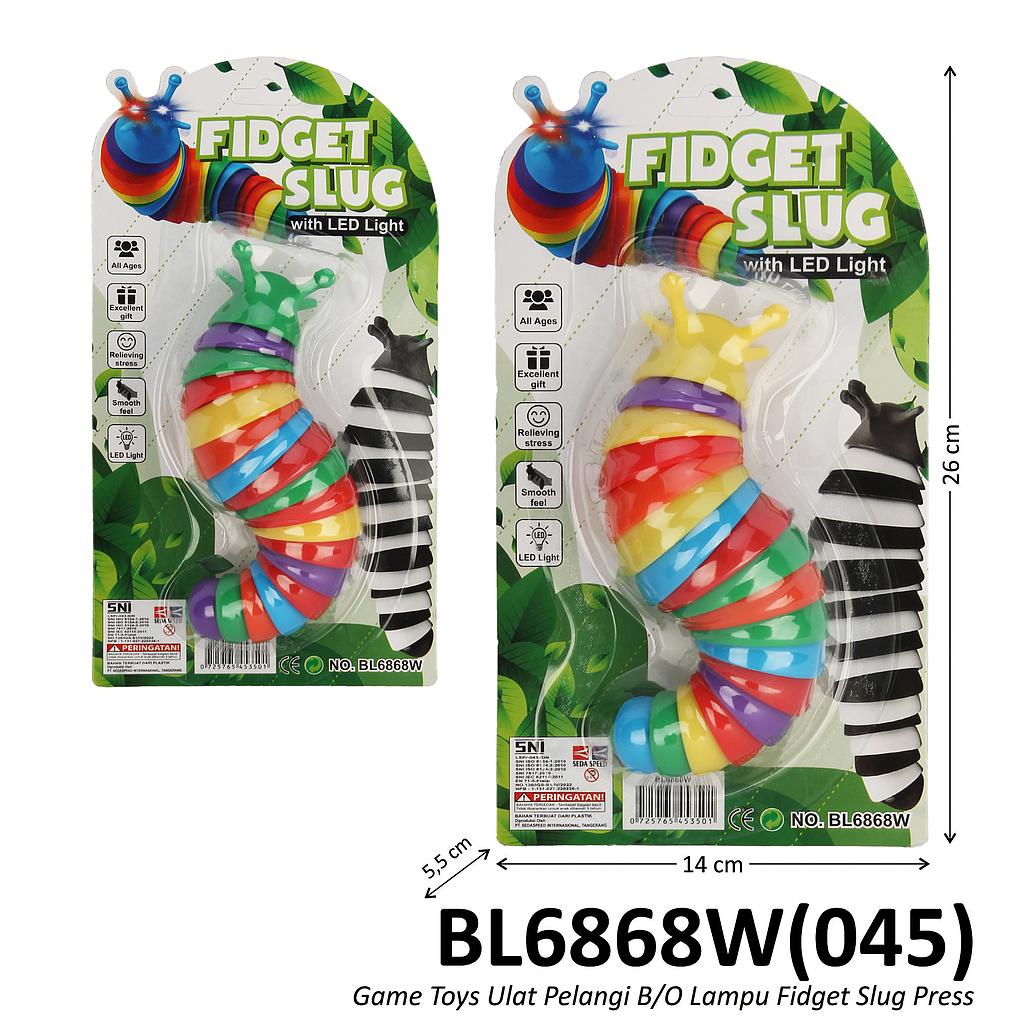 Game Toys Ulat Pelangi B/O Lampu Fidget Slug Press @200