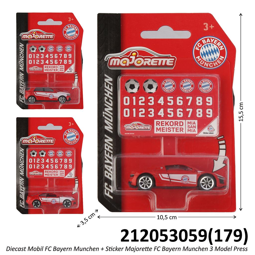 Diecast Mobil FC Bayern Munchen + Sticker Majorette FC Bayern Munchen 3 Model Press @36