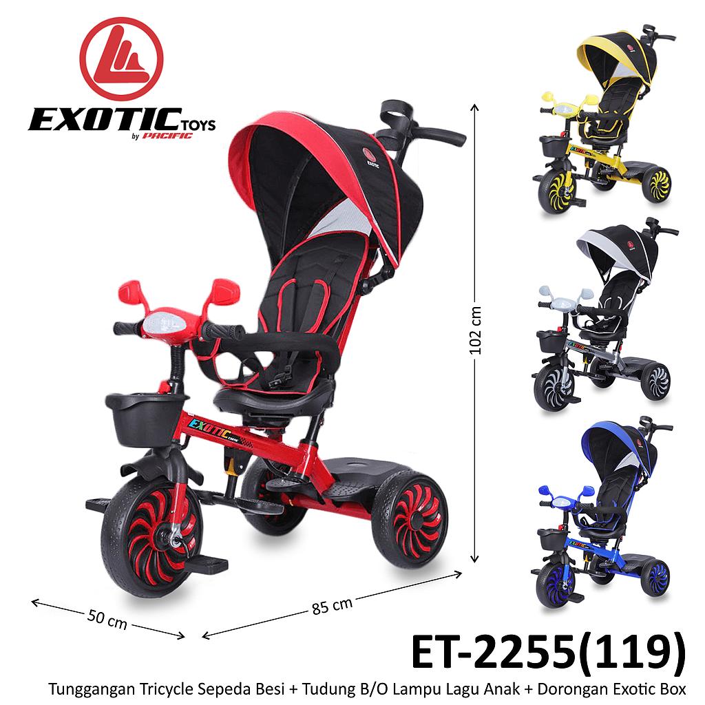 Tunggangan Sepeda Roda 3 Besi + Tudung B/O Lampu Lagu Anak + Dorongan Exotic Box @1