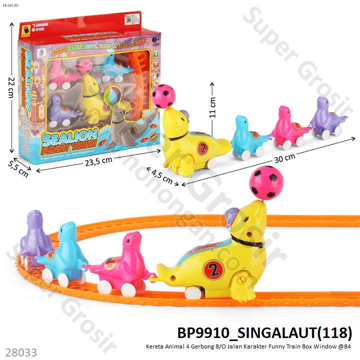 Kereta Hewan 4 Gerbong B/O Jalan Karakter Funny Train Box Window @84