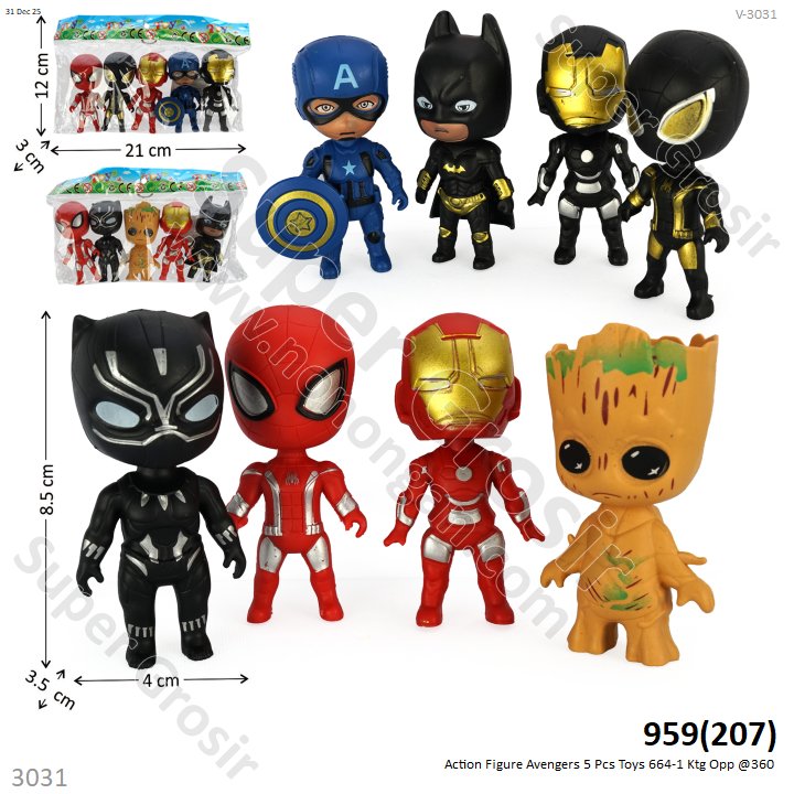 Action Figure Avengers 5 Pcs Toys 664-1 Ktg Opp @360