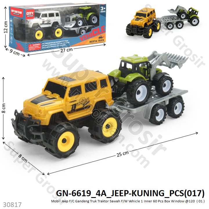 (ONLINE) Monster Truck Jeep Trailer F/C Muat Traktor Sawah F/W Vehicle Box Window @120