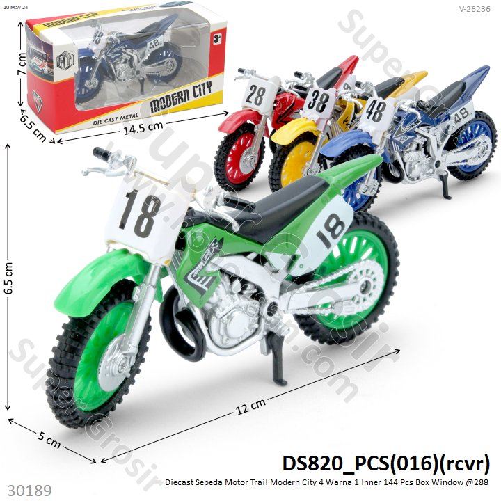 Diecast Sepeda Motor Trail Modern City 1 Ikat 4 Pcs 1 Inner 144 Pcs Box Window @288