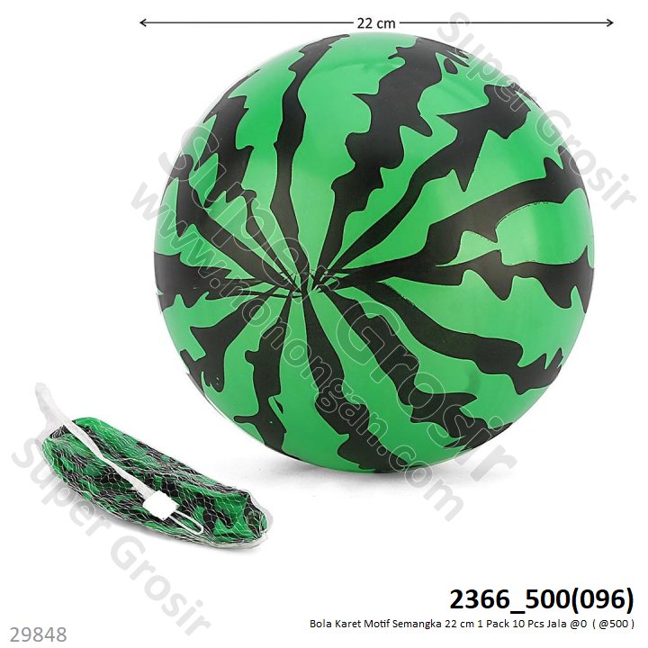 Bola Semangka Karet 22 cm GW-102 1 Pack 10 Pcs Jala @600