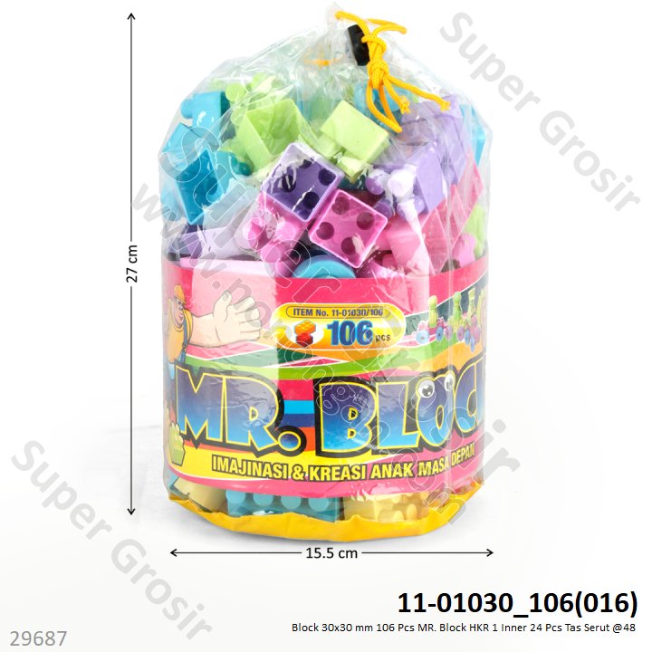 Block 30x30 mm 106 Pcs MR. Block HKR 1 Inner 24 Pcs Tas Serut @48