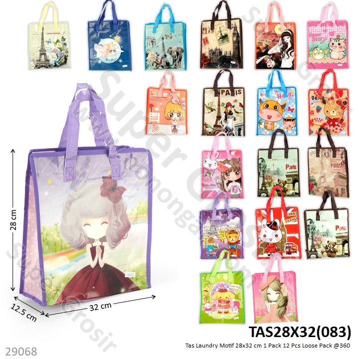 Tas Laundry Motif 28x32 cm 1 Pack 12 Pcs Loose Pack @360