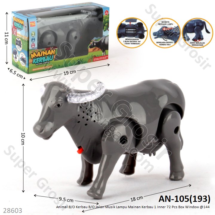 Hewan Kerbau B/O Jalan Musik Lampu Mainan Kerbau 1 Inner 72 Pcs Box Window @144