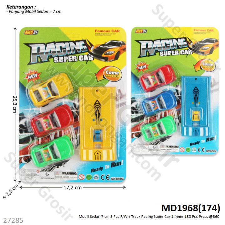 Track Mobil + Mobil Sedan 7 cm 3 Pcs F/W Racing Super Car 1 Inner 180 Pcs Press @360
