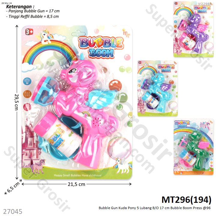 Bubble Gun Kuda Pony 17 cm 5 Lubang B/O + Refill Bubble Boom Press @72