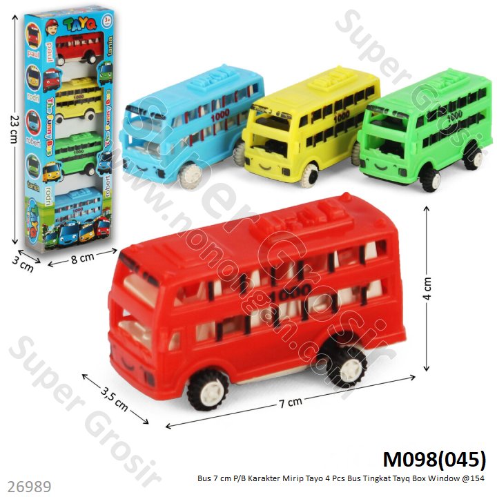 Bus Tingkat Tayo 4 Pcs P/B 7 cm Tayq Box Window @154