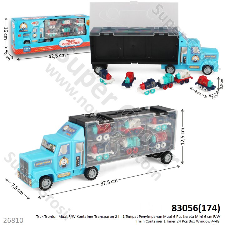 Koper Mobil Hot Wheels Bentuk Truk Kontainer F/W Isi Kereta 6 Pcs F/W 6 cm Train Container 1 Inner 24 Pcs Box Window @48