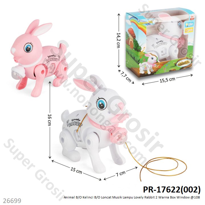 Hewan Kelinci B/O Loncat Musik Lampu Lovely Rabbit Box Window @108