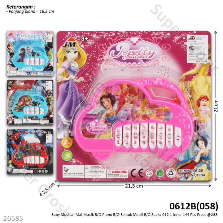 Baby Musical Piano Mobil B/O Suara 912 1 Inner 144 Pcs Press @288