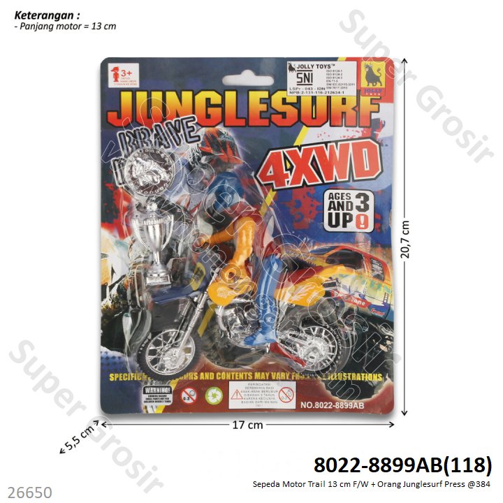 Sepeda Motor Trail 13 cm F/W + Orang Junglesurf Press @384