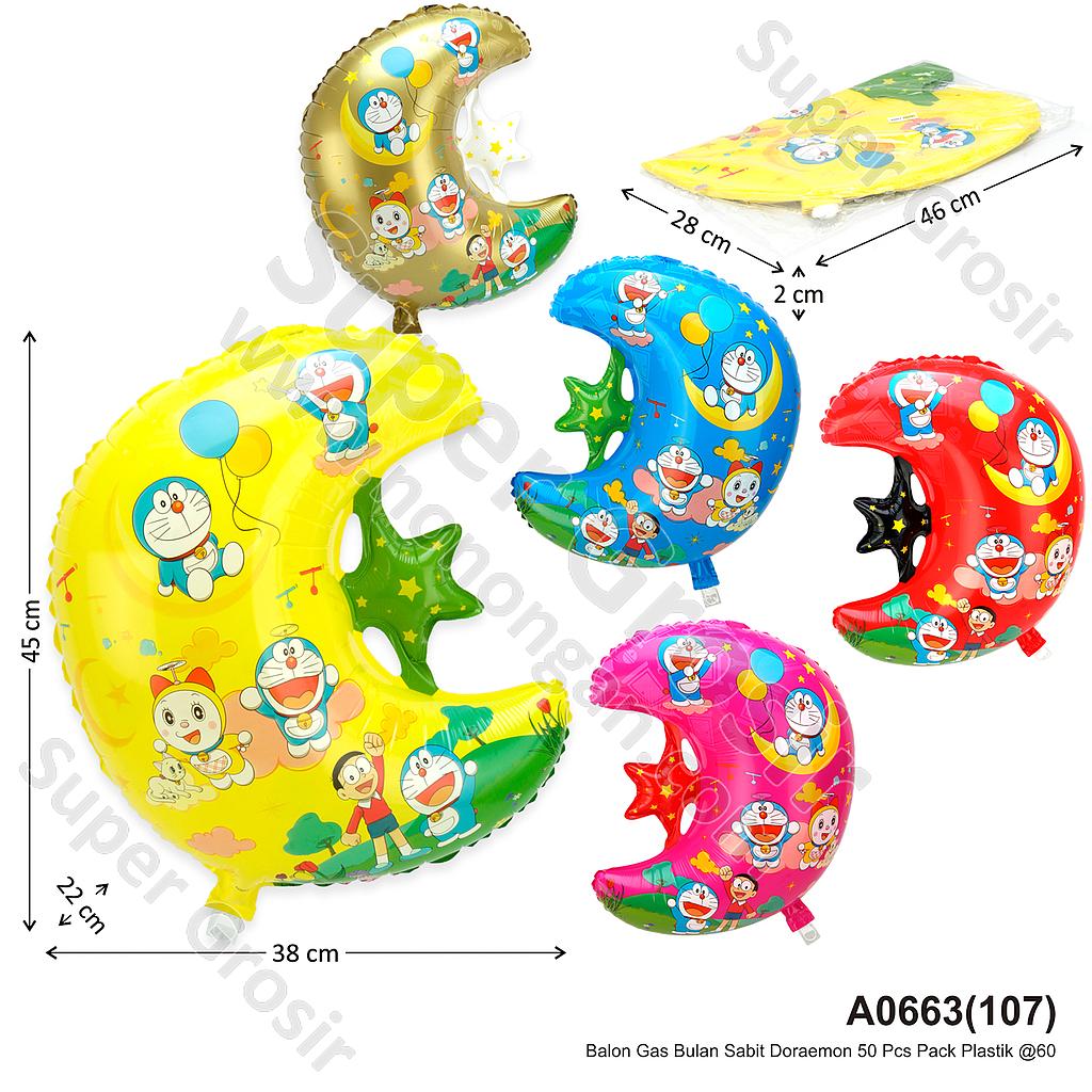 Balon Gas Bulan Sabit Doraemon 50 Pcs Pack Plastik @60