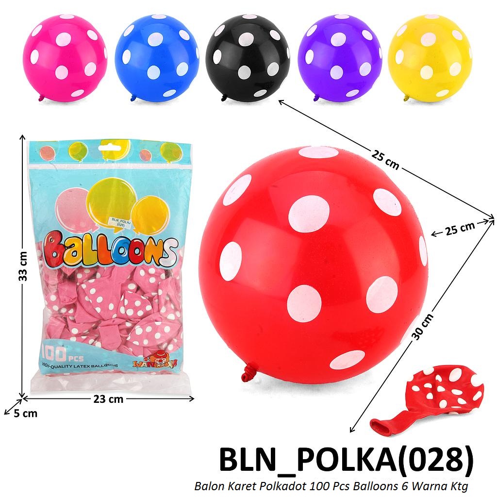 Balon Karet Polkadot Tebal 100 Pcs Balloons Ktg PVC @120