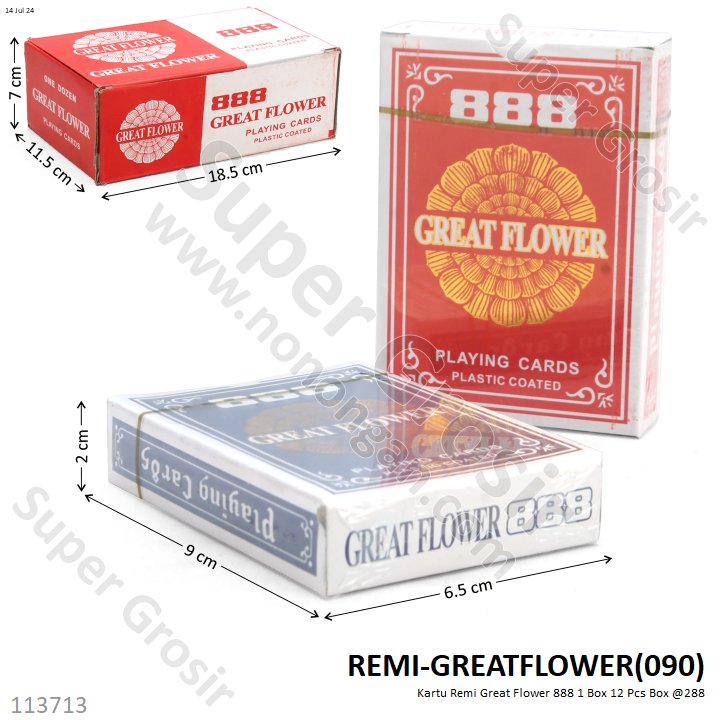 Kartu Remi Great Flower 888 1 Box 12 Pcs Box @288