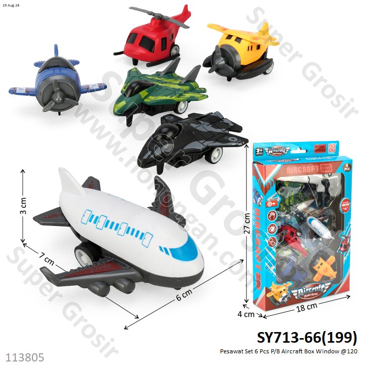 Pesawat Set Skala Hot Wheels 6 Pcs P/B Aircraft Box Window @120