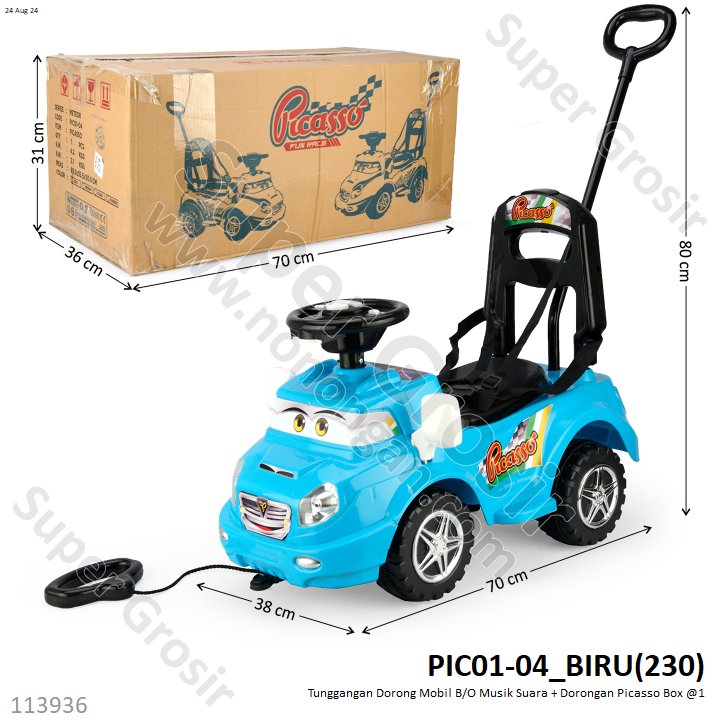 Tunggangan Mobil Dorong dan Sandaran B/O Musik Suara Picasso Box @1