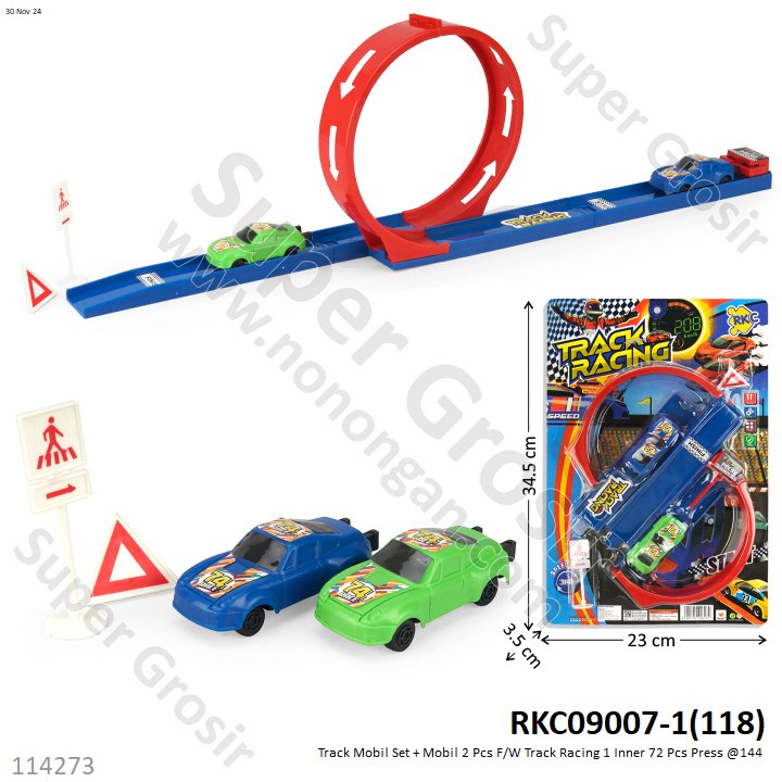 Track Mobil Set Mobil 2 Pcs F/W dan Rambu Track Racing 1 Inner 72 Pcs Press @144