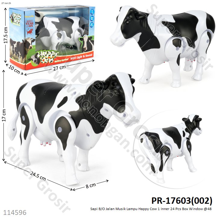 Hewan Sapi B/O Jalan Musik Lampu Happy Cow 1 Inner 24 Pcs Box Window @48