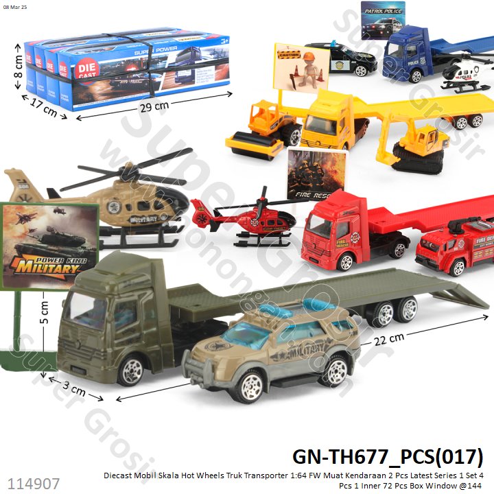 Diecast Mobil Skala Hot Wheels Truk Transporter 1:64 FW Muat Kendaraan 2 Pcs Latest Series 1 Set 4 Pcs 1 Inner 72 Pcs Box Window @144