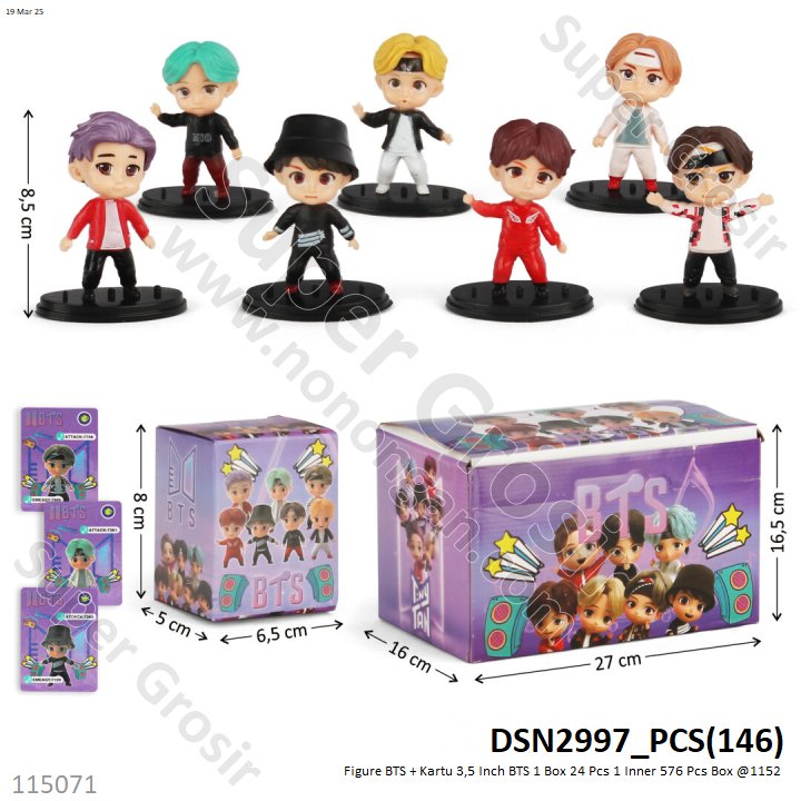 Figure BTS + Kartu 3,5 Inch BTS 1 Box 24 Pcs 1 Inner 576 Pcs Box @1152