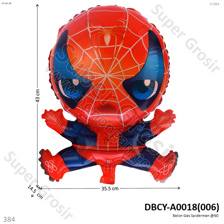 Balon Gas Spiderman @60