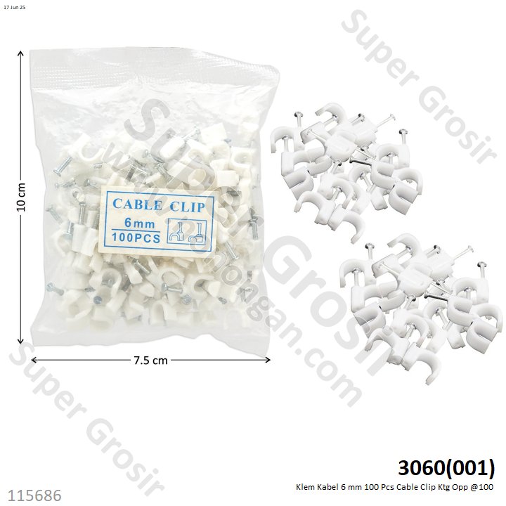 Klem Kabel 6 mm 100 Pcs Cable Clip Ktg Opp @100