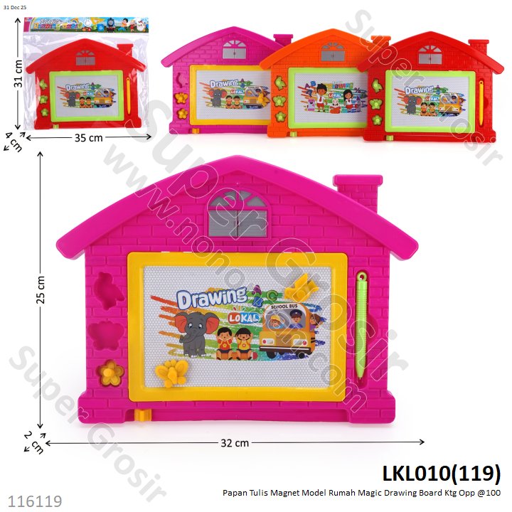 Papan Tulis Magnet Model Rumah Magic Drawing Board Ktg Opp @100
