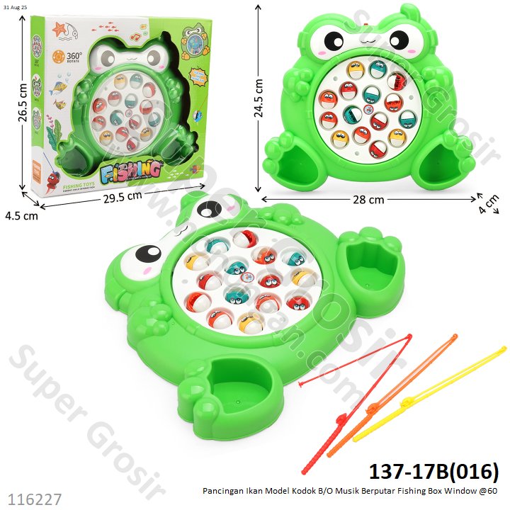 Pancingan Ikan Model Kodok B/O Musik Berputar Fishing Box Window @60