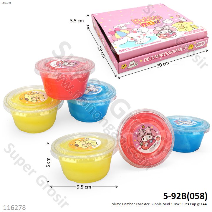 Slime Gambar Karakter Bubble Mud 1 Box 9 Pcs Cup @144