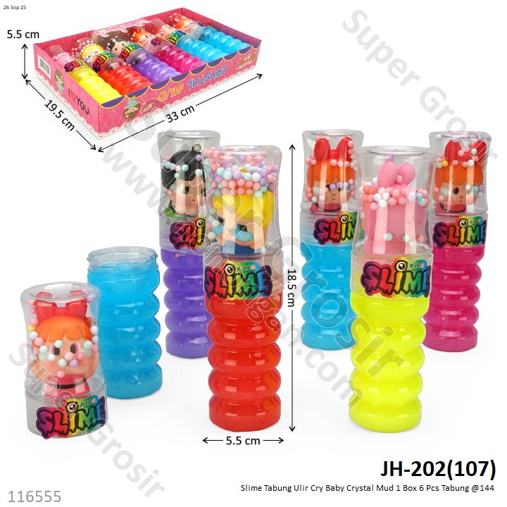 Slime Tabung Ulir Cry Baby Crystal Mud 1 Box 6 Pcs Tabung @144