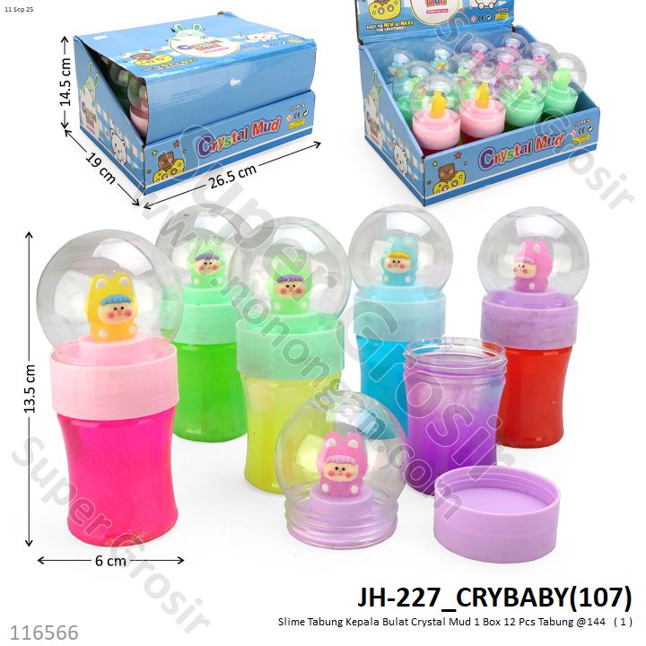 Slime Tabung Kepala Bulat Crystal Mud 1 Box 12 Pcs Tabung @144 