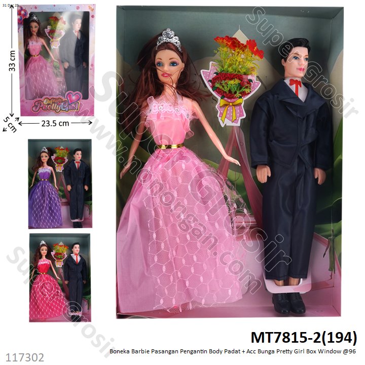 Boneka Barbie Pasangan Pengantin Body Padat + Acc Bunga Pretty Girl Box Window @96