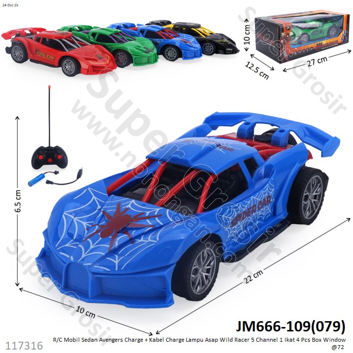 R/C Mobil Sedan Avengers Charge + Kabel Charge Lampu Asap Wild Racer 5 Channel 1 Ikat 4 Pcs Box Window @72