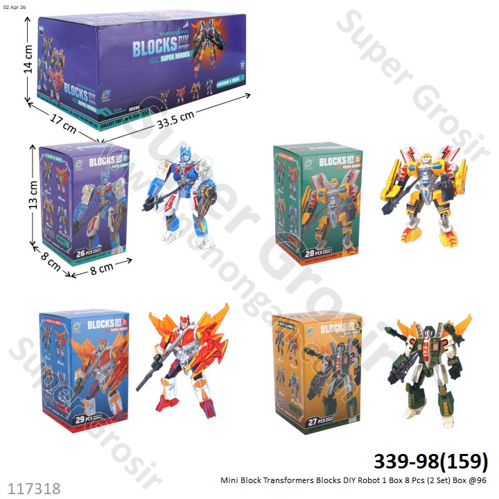 Mini Block Transformers Blocks DIY Robot 1 Box 8 Pcs (2 Set) Box @96