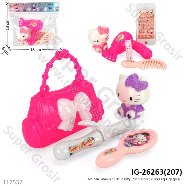 Mainan Salon Set + Hello Kitty Toys 1 Inner 120 Pcs Ktg Opp @240