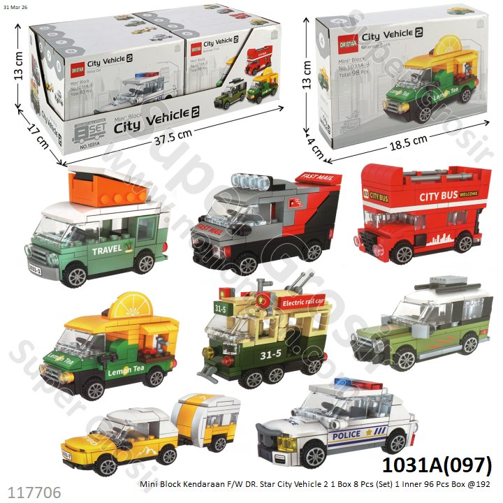 Mini Block Kendaraan F/W DR. Star City Vehicle 2 1 Box 8 Pcs (Set) 1 Inner 96 Pcs Box @192