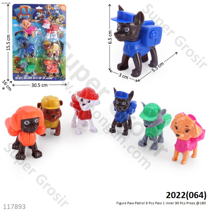 Figure Paw Patrol 6 Pcs Paw 1 Inner 90 Pcs Press @180
