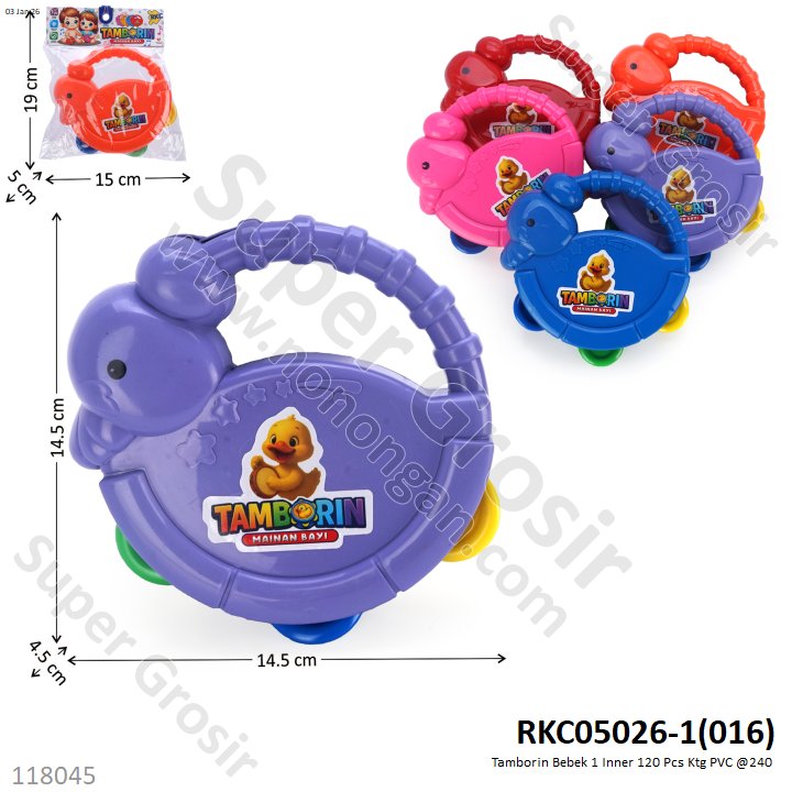 Tamborin Bebek 1 Inner 120 Pcs Ktg PVC @240