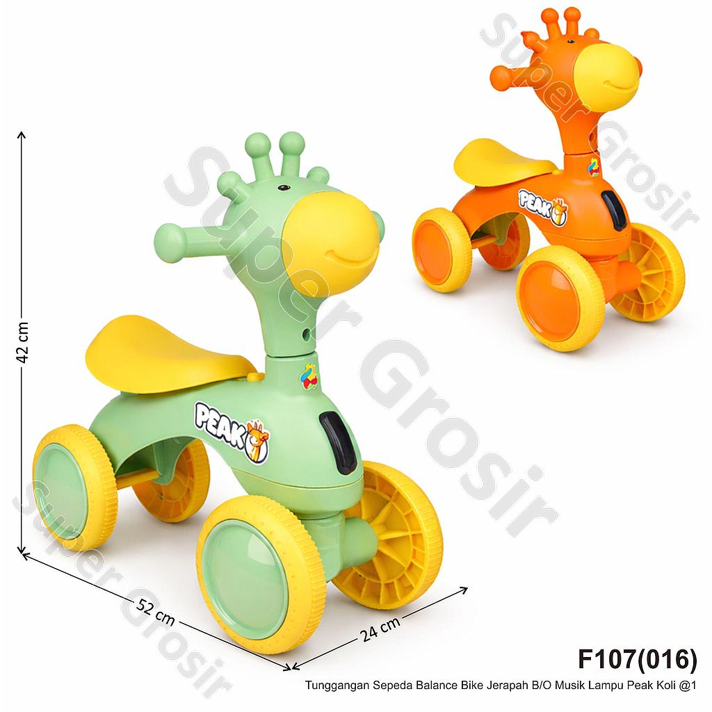 Tunggangan Sepeda Balance Bike Jerapah B/O Musik Lampu Peak Koli @1
