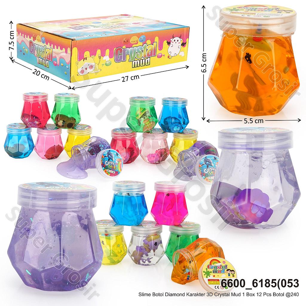 Slime Botol Diamond Karakter 3D Crystal Mud 1 Box 12 Pcs Botol @240
