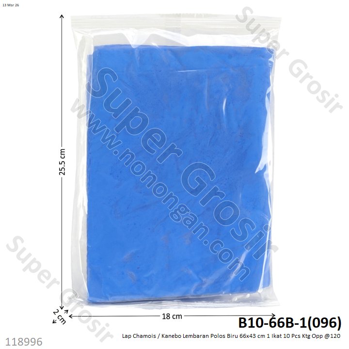 Lap Chamois / Kanebo Lembaran Polos Biru 66x43 cm 1 Ikat 10 Pcs Ktg Opp @120