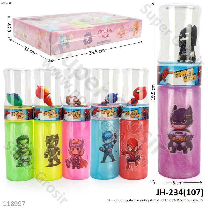 Slime Tabung Avengers Crystal Mud 1 Box 6 Pcs Tabung @96