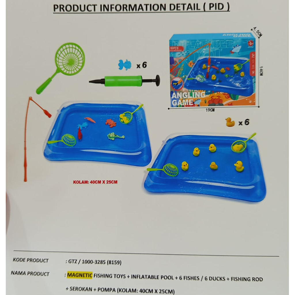 Pancingan Magnet Ikan + Kolam Pompa dan Serok Angling Game Box @144